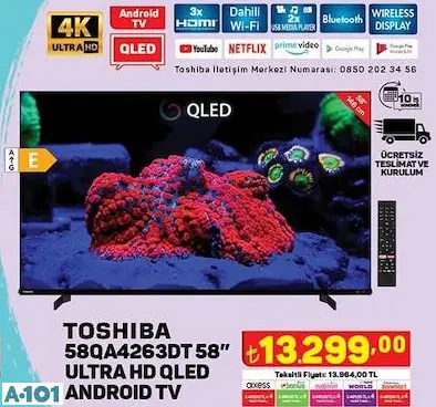 TOSHİBA 58UA2063DT 58 ULTRA HD ANDROİD SMART LED TV/AKILLI TELEVİZYON